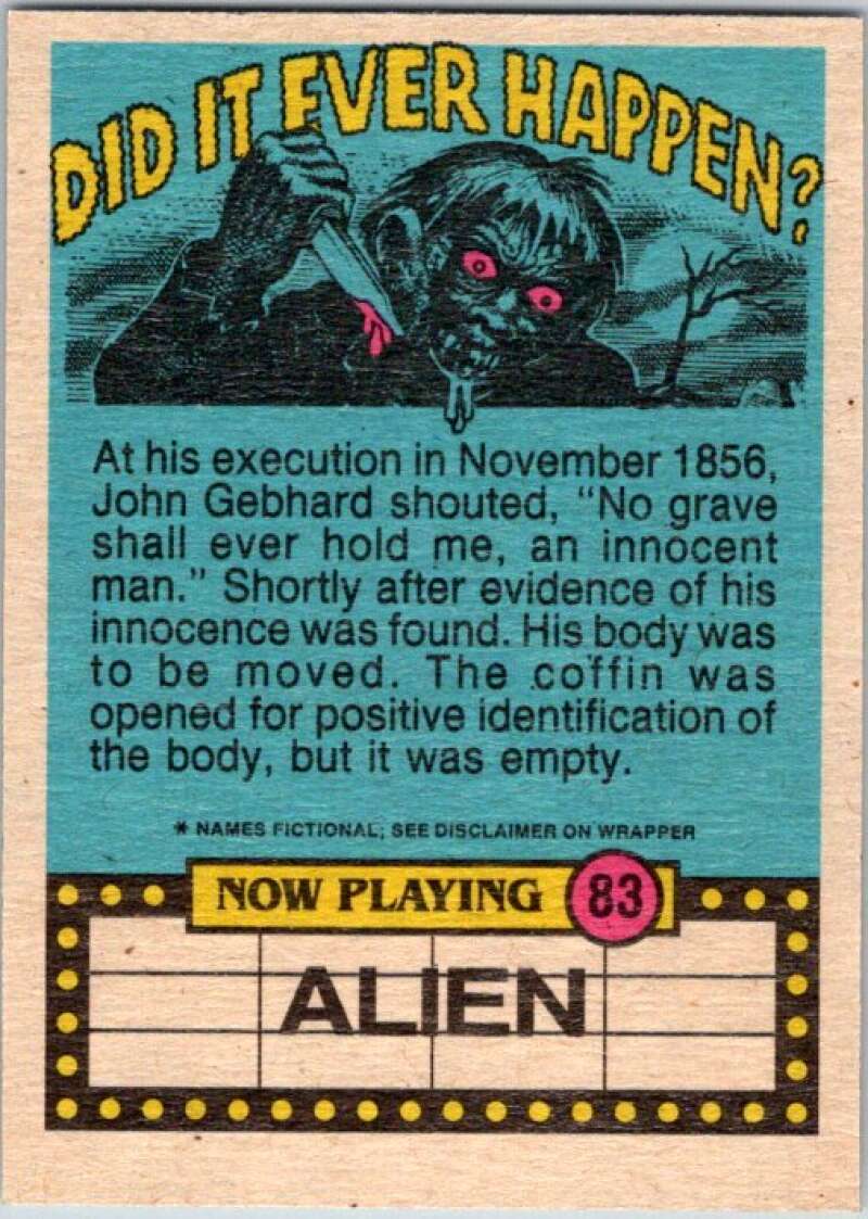 1988 OPC Fright Flicks #83 Try the Shrimp Tempura It's Delicious V46840