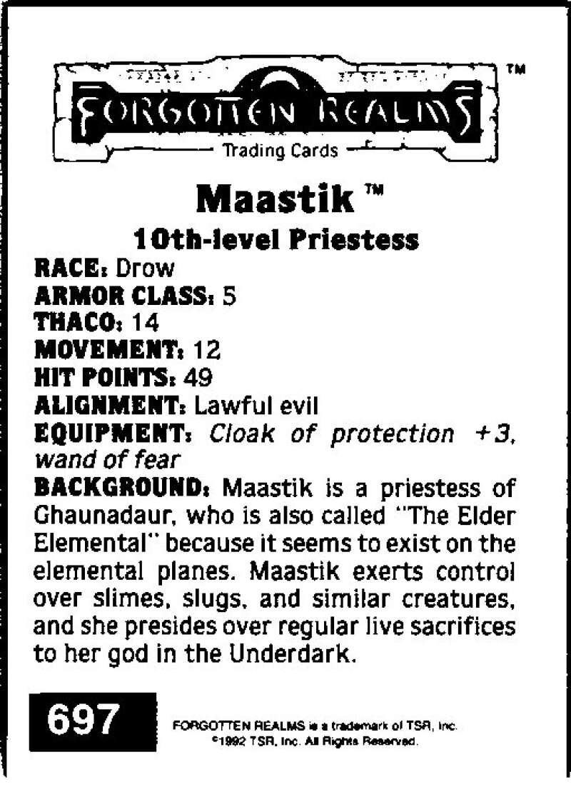 1992 Dungeons & Dragons Gold #697 Maastik V47154