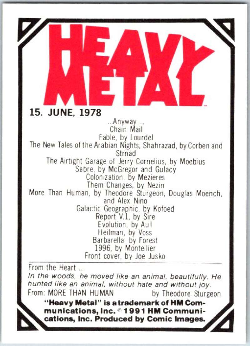 1991 Heavy Metal Magazine Card #15 June, 1978 V47163