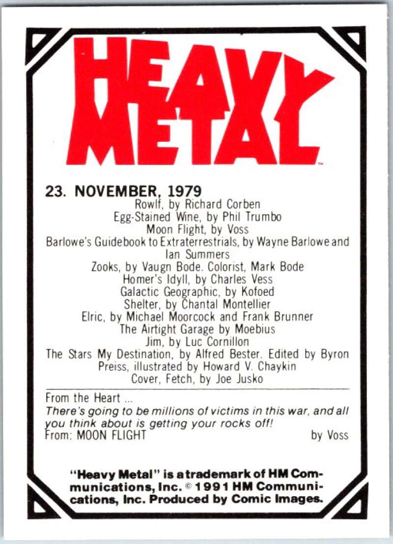 1991 Heavy Metal Magazine Card #23 November, 1979 V47167