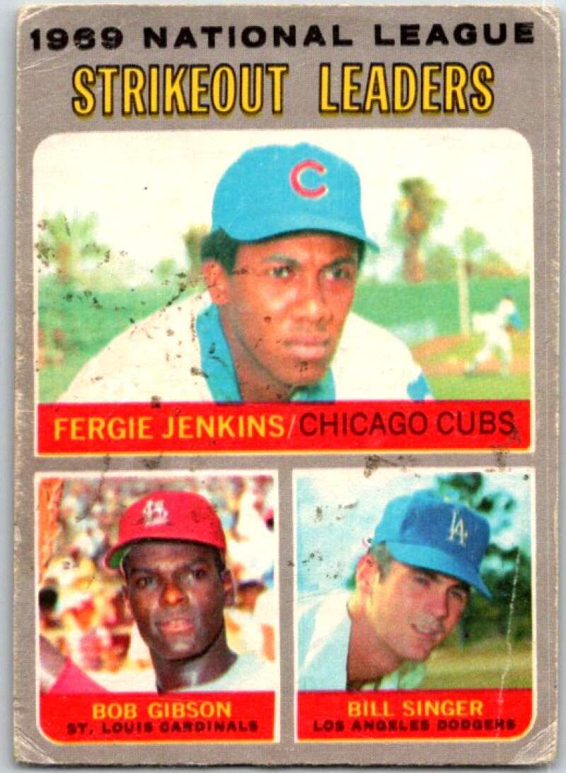 1970 Topps MLB #71 Fergie Jenkins/Bob Gibson/Bill Singer N.L. Strikeout V47820