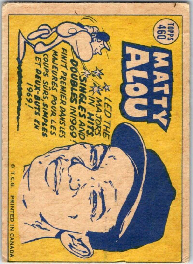 1970 Topps MLB #460 Matty Alou All-Star Pittsburgh Pirates V47914