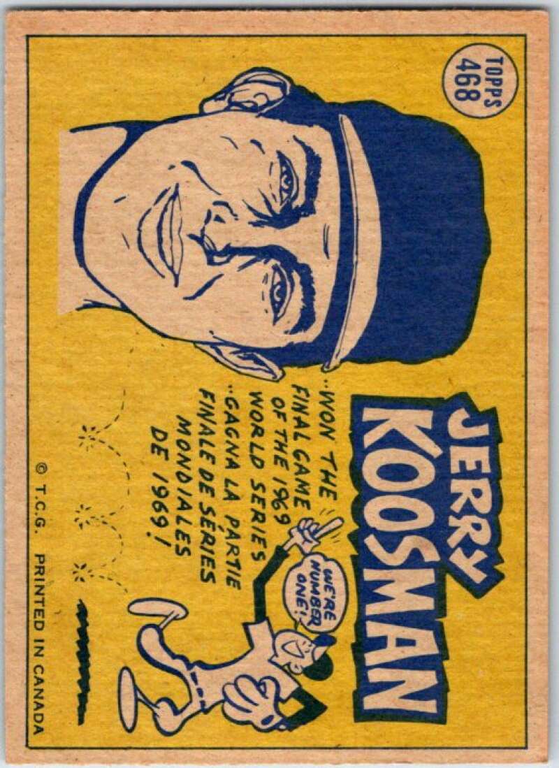 1970 Topps MLB #468 Jerry Koosman All-Star New York Mets V47918