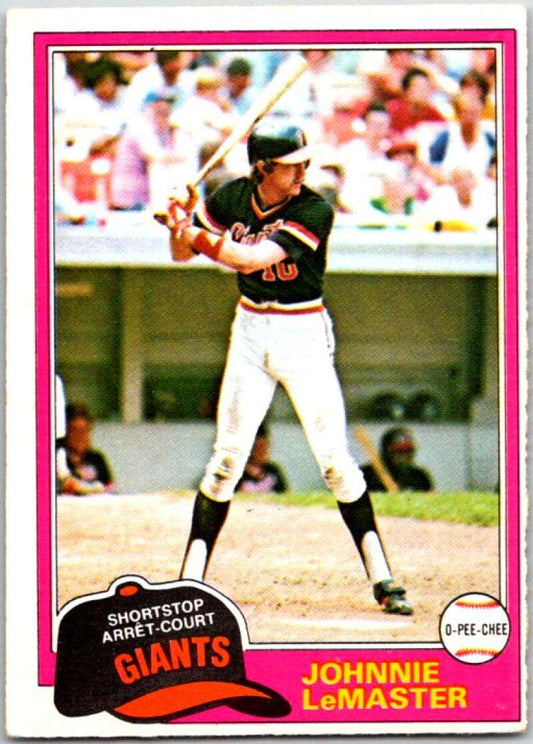 1981 O-Pee-Chee MLB #84 Johnnie LeMaster  San Francisco Giants  V47590
