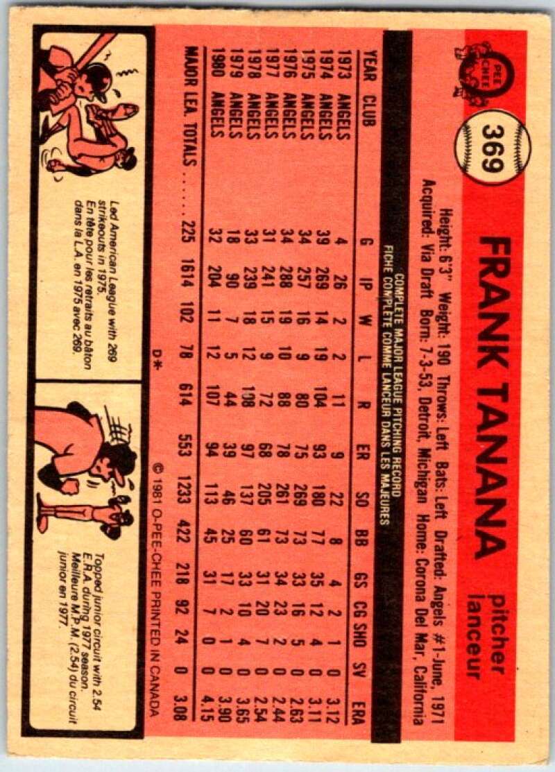 1981 O-Pee-Chee MLB #369 Frank Tanana Red Sox/Angels V47811
