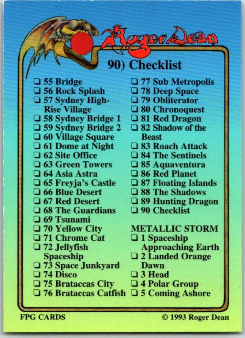 1993 Roger Dean Comic # 90. Checklist V48347