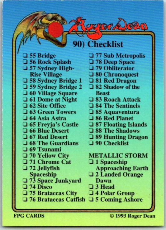1993 Roger Dean Comic # 90. Checklist  V48347