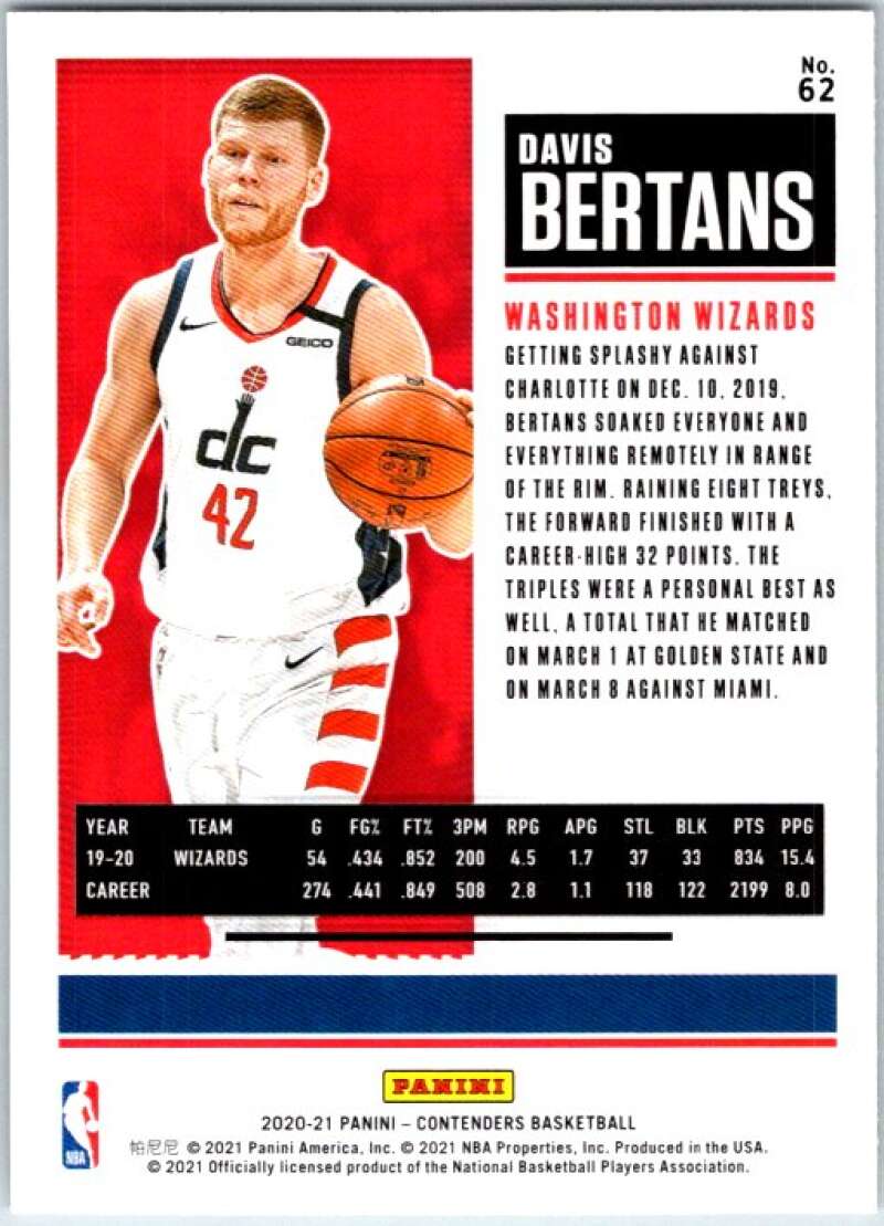 2020-21 Panini Contenders Season Ticket #62 Davis Bertans V48368