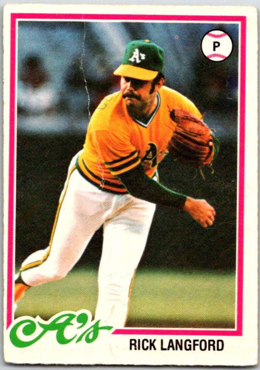 1978 O-Pee-Chee MLB #33 Rick Langford DP  Oakland Athletics  V48535