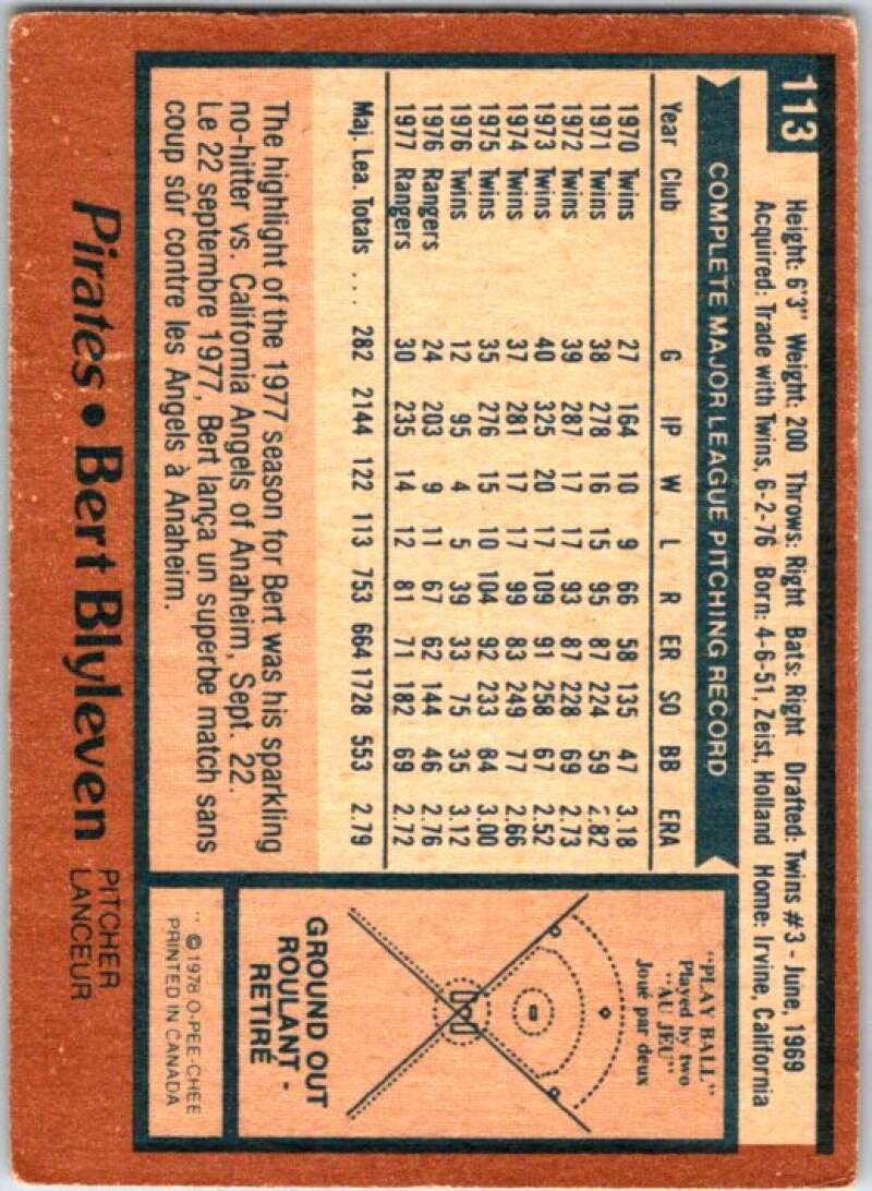 1981 O-Pee-Chee MLB #113 Bert Blyleven V48697