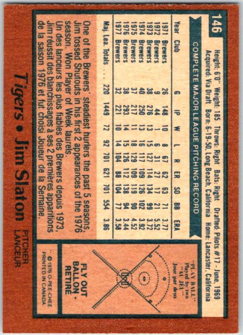 1980 O-Pee-Chee MLB #146 Jim Slaton  Tigers/Brewers  V48747