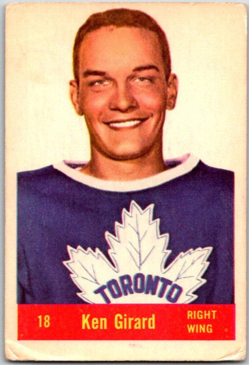 1957-58 Parkhurst #T18 Ken Girard RC Rookie Toronto Maple Leafs V48917