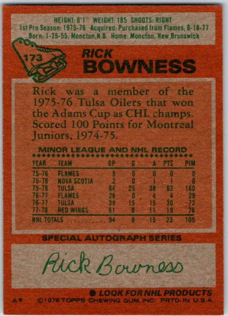 1978-79 Topps #173 Rick Bowness Detroit Red Wings V48977