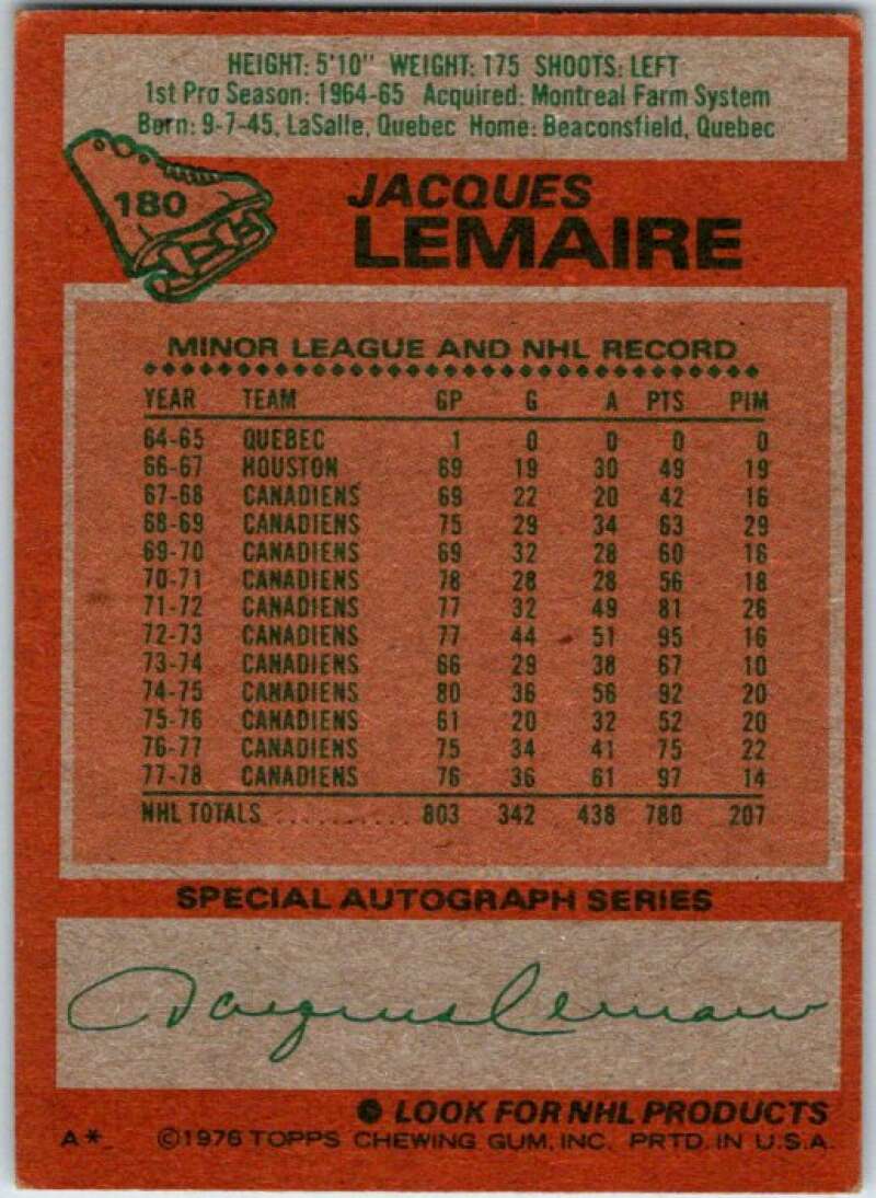 1978-79 Topps #180 Jacques Lemaire Montreal Canadiens V48980