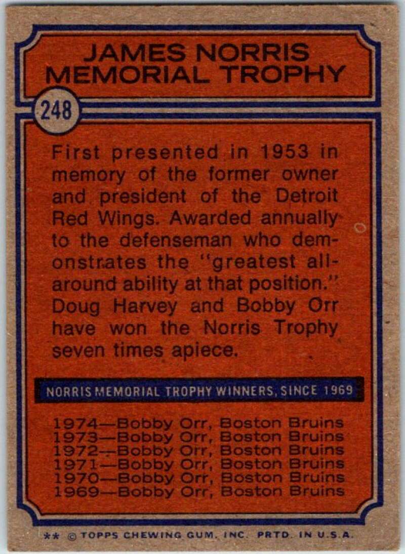 1974-75 Topps #248 Bobby Orr Boston Bruins V49036