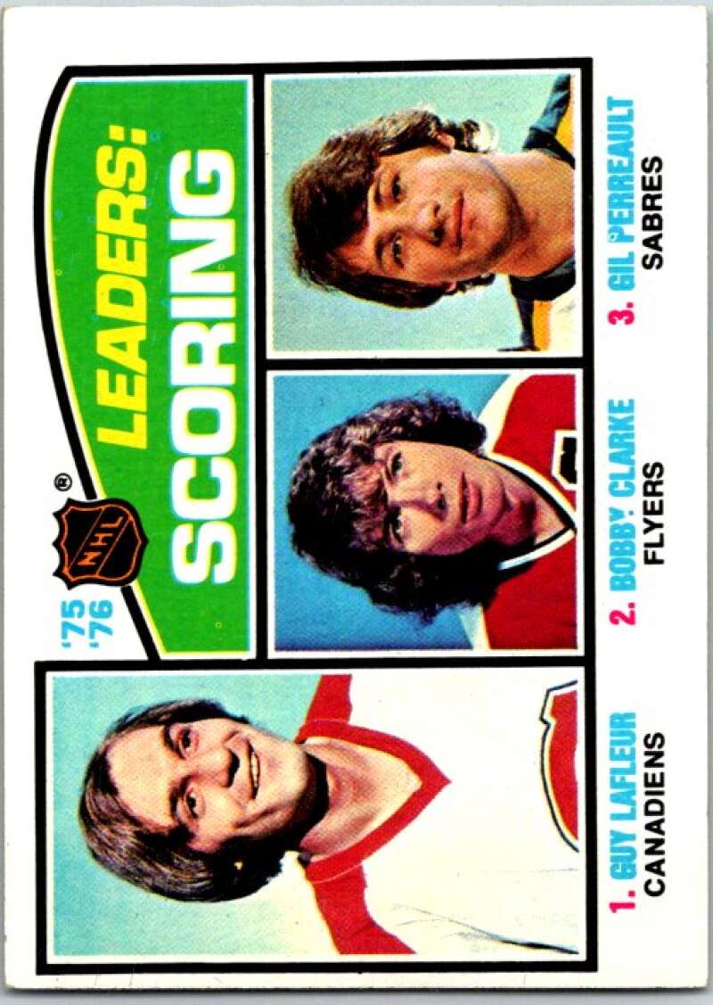 1976-77 Topps #3 Lafleur/Clarke/Perreault LL V49159