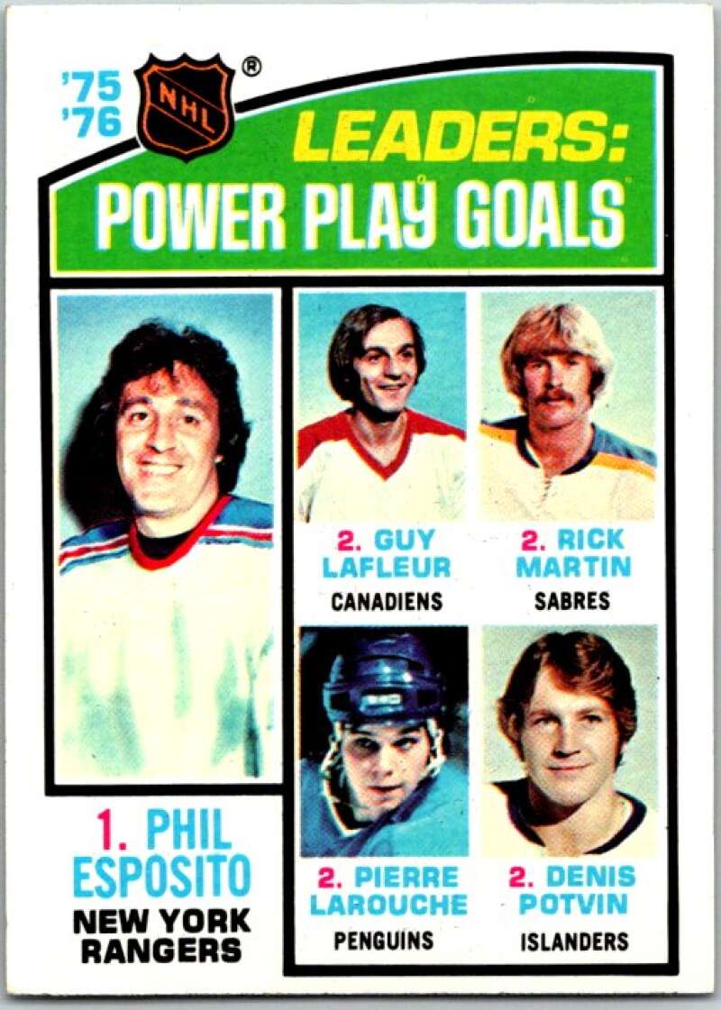 1976-77 Topps #5 Esposito/Lafleur/Martin/Larouche/ Potvin LL V49162