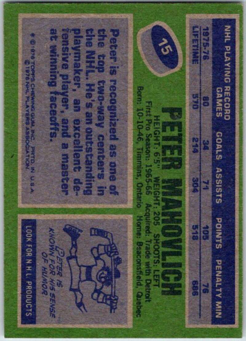 1976-77 Topps #15 Pete Mahovlich Montreal Canadiens V49168