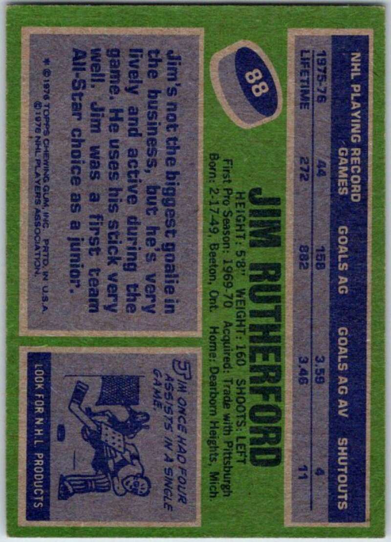 1976-77 Topps #88 Jim Rutherford Detroit Red Wings V49184
