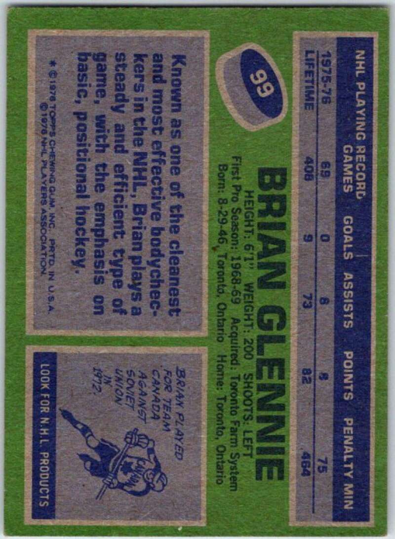 1976-77 Topps #99 Brian Glennie Toronto Maple Leafs V49189