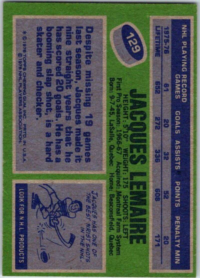 1976-77 Topps #129 Jacques Lemaire V49196