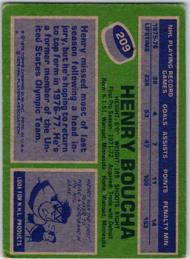 1976-77 Topps #209 Henry Boucha V49215