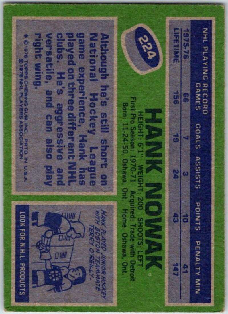 1976-77 Topps #224 Hank Nowak RC Rookie Boston Bruins V49220
