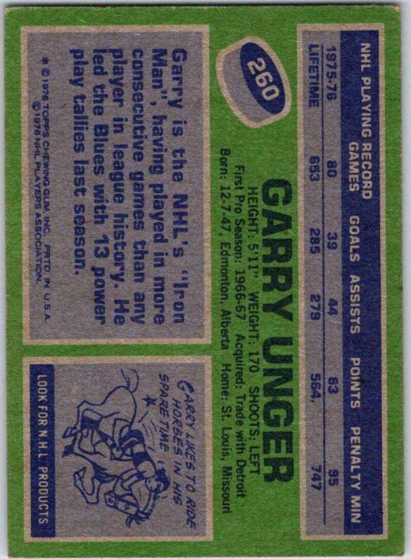 1976-77 Topps #260 Garry Unger  St. Louis Blues  V49228