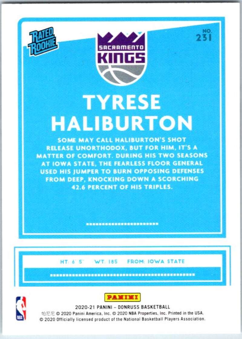 2020-21 Donruss #231 Tyrese Haliburton Rated Rookies RC Rookie V49425