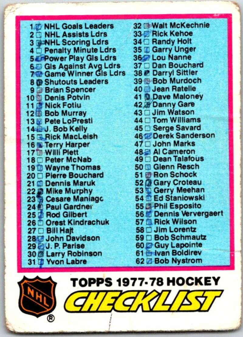 1977-78 Topps #68 Checklist V49280