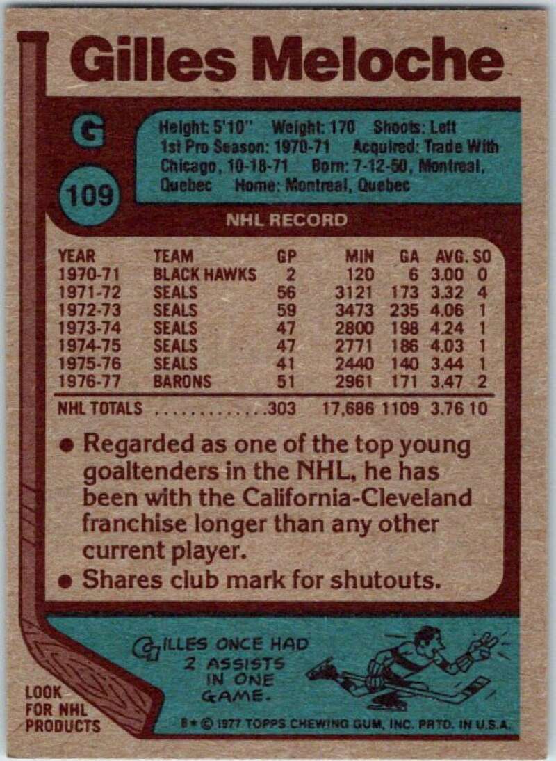 1977-78 Topps #109 Gilles Meloche V49312