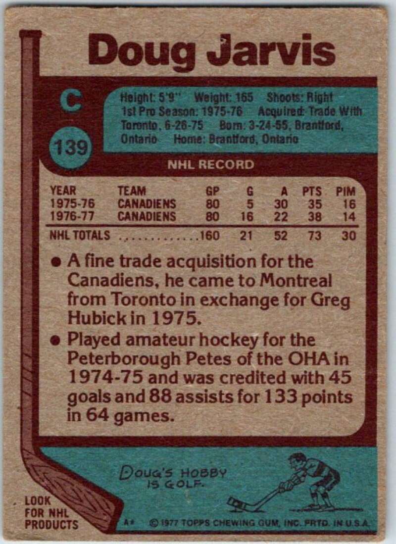 1977-78 Topps #139 Doug Jarvis V49330