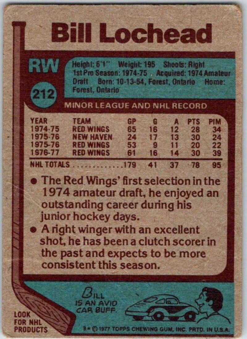 1977-78 Topps #212 Bill Lochead Detroit Red Wings V49372