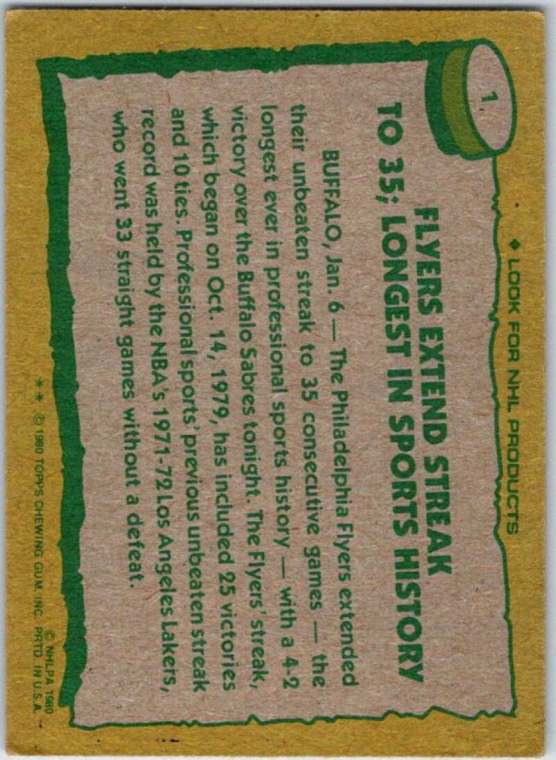 1980-81 Topps #1 Philadelphia Flyers RB Philadelphia Flyers V49442