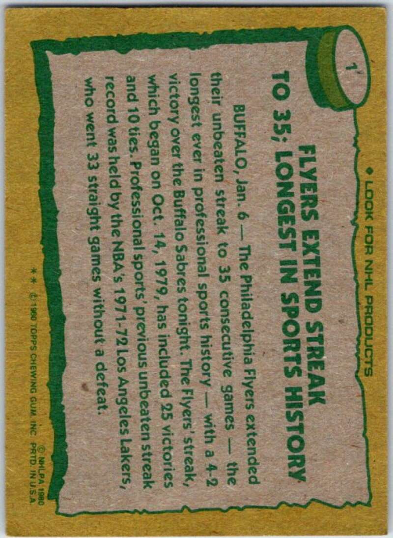 1980-81 Topps #1 Philadelphia Flyers RB Philadelphia Flyers V49443