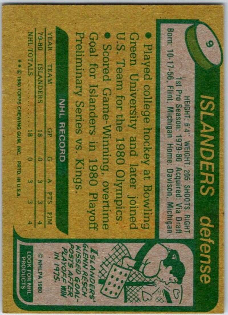 1980-81 Topps #9 Ken Morrow OLY RC Rookie New York Islanders V49456