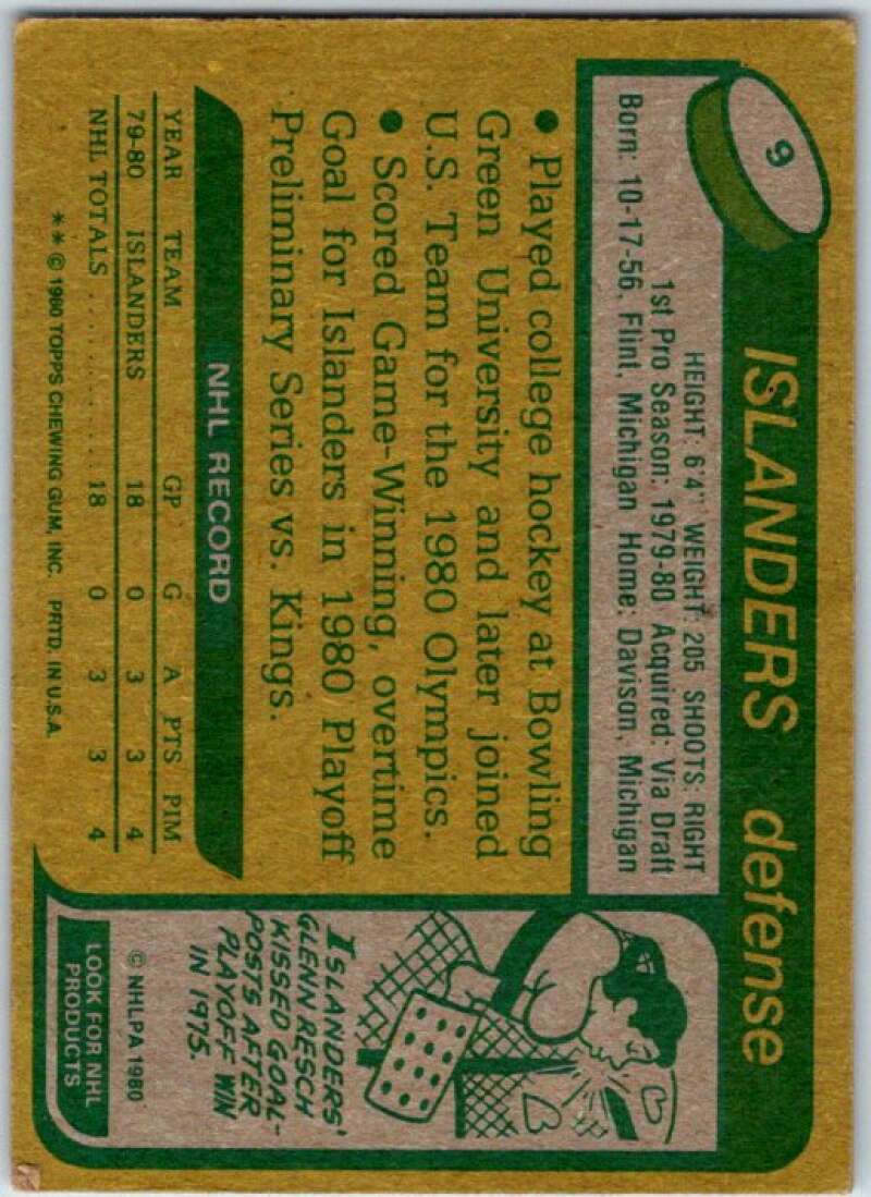 1980-81 Topps #9 Ken Morrow OLY RC Rookie New York Islanders V49457