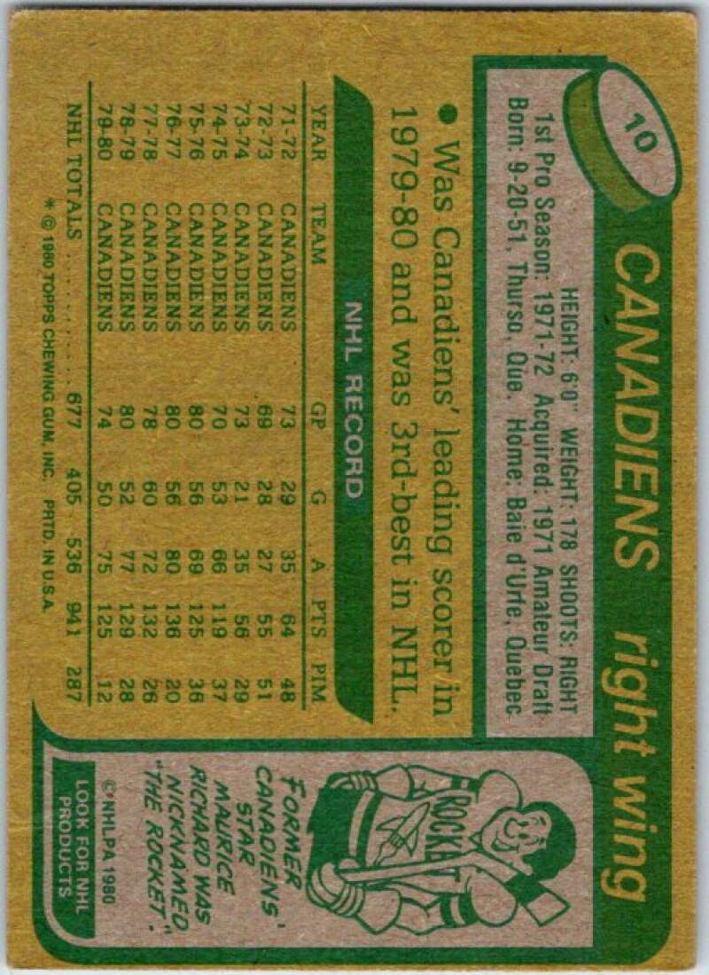 1980-81 Topps #10 Guy Lafleur Montreal Canadiens V49458