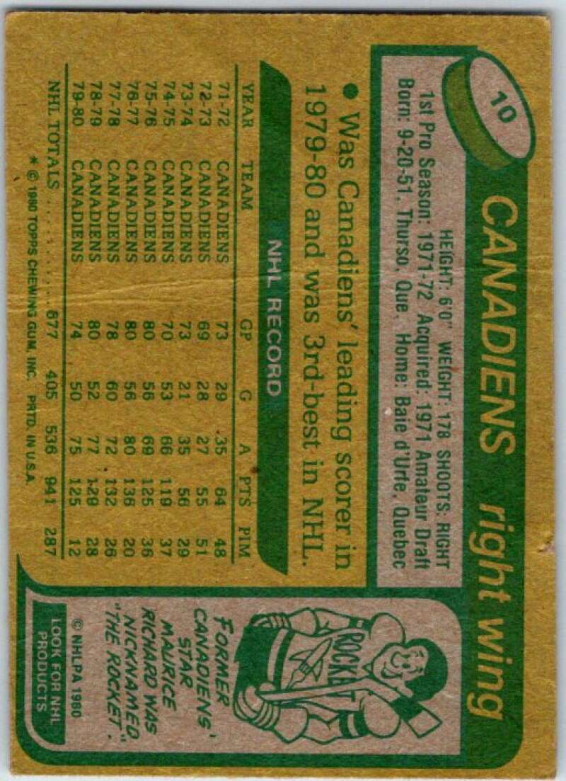 1980-81 Topps #10 Guy Lafleur Montreal Canadiens V49459