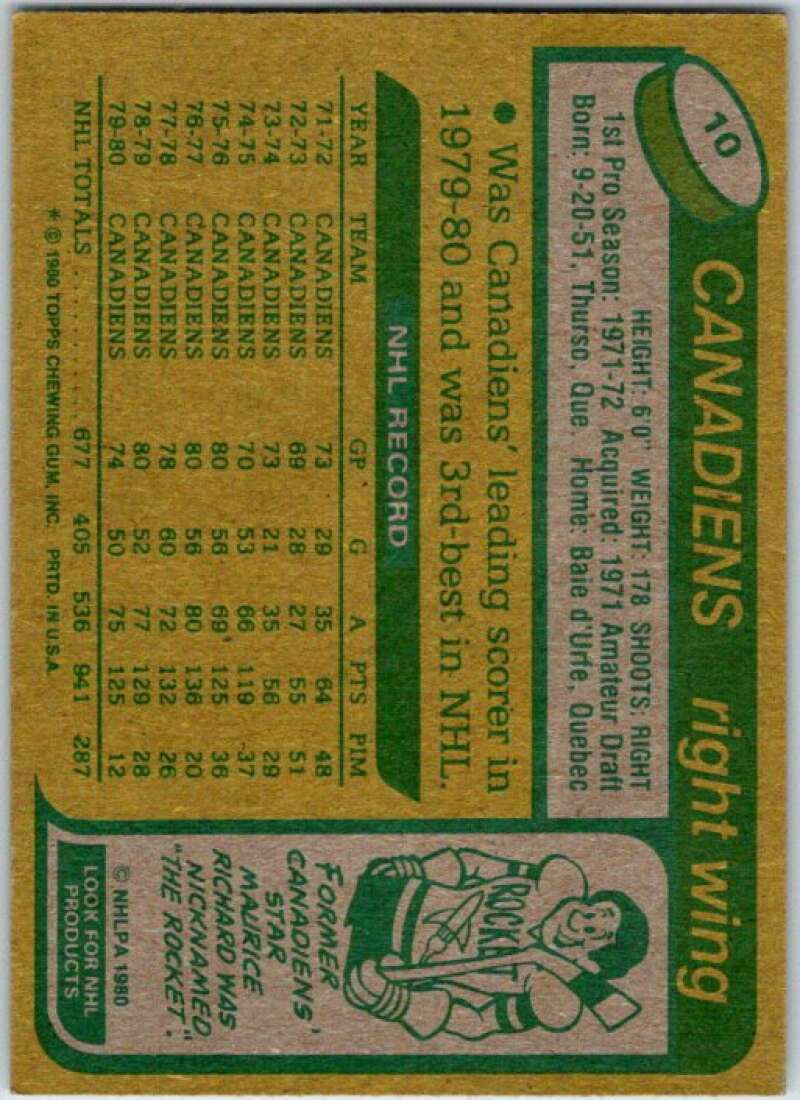 1980-81 Topps #10 Guy Lafleur Montreal Canadiens V49461