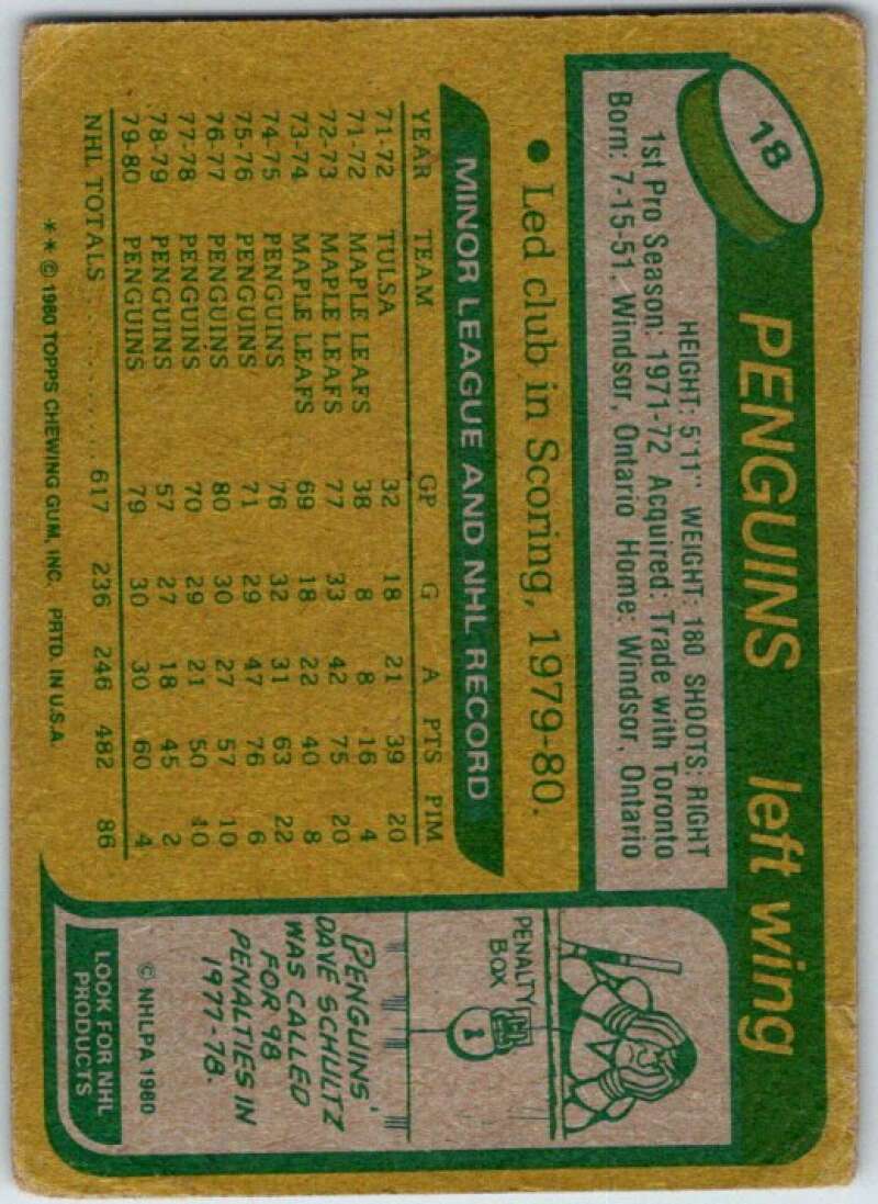 1980-81 Topps #18 Rick Kehoe Pittsburgh Penguins V49475