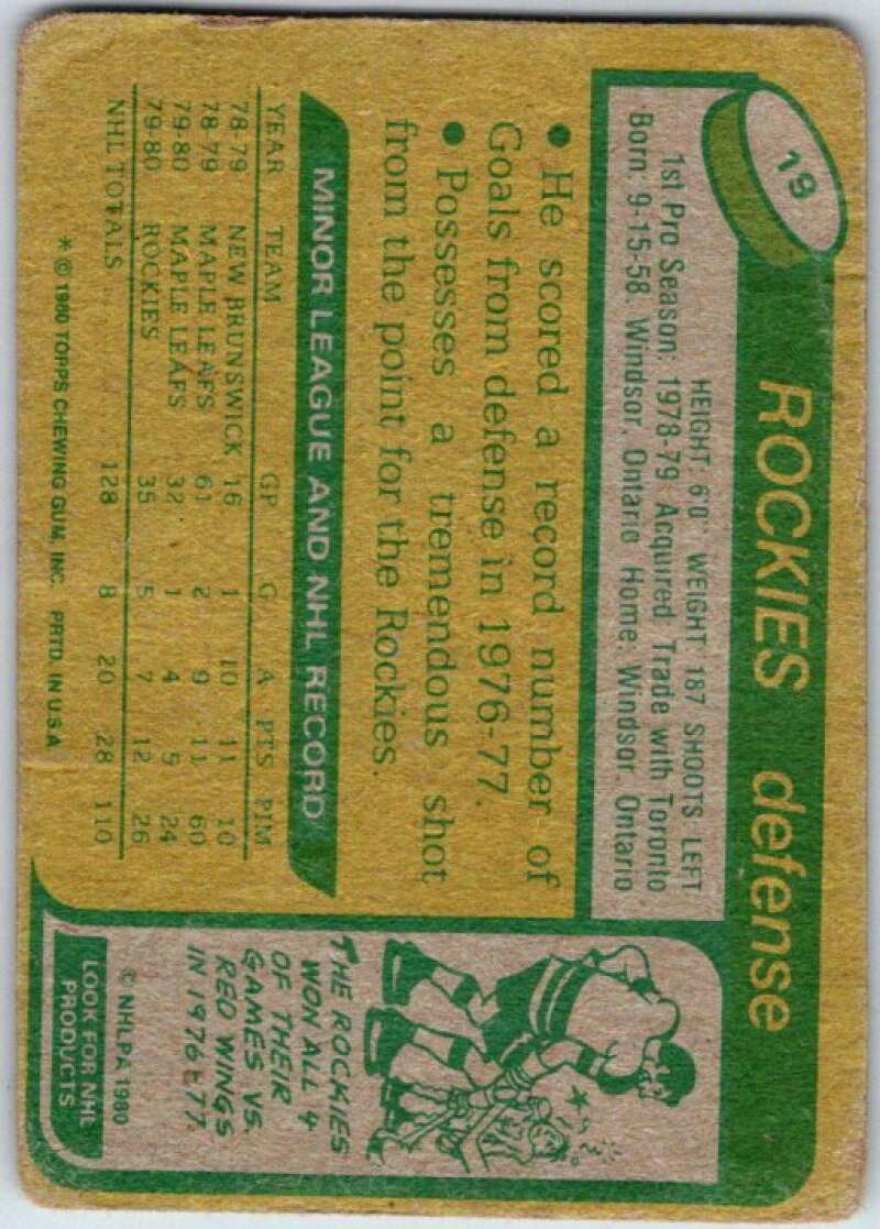 1980-81 Topps #19 Joel Quenneville Colorado Rockies V49477