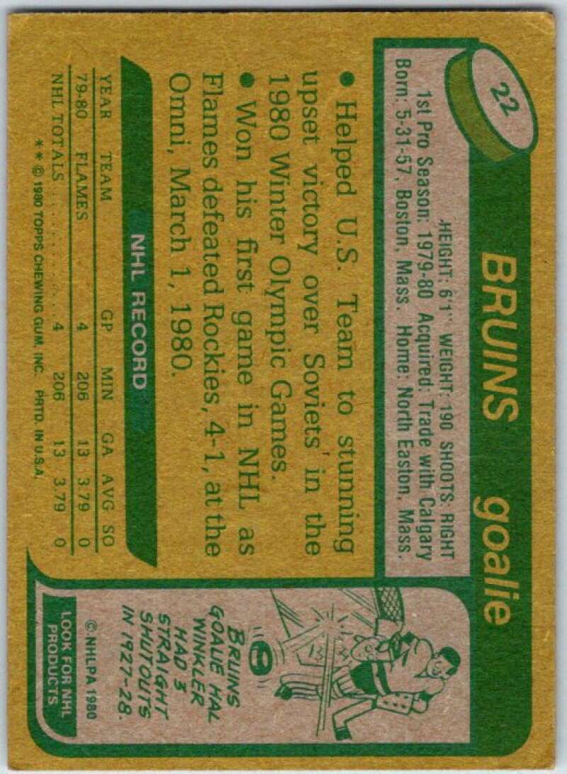 1980-81 Topps #22 Jim Craig OLY RC Rookie V49484