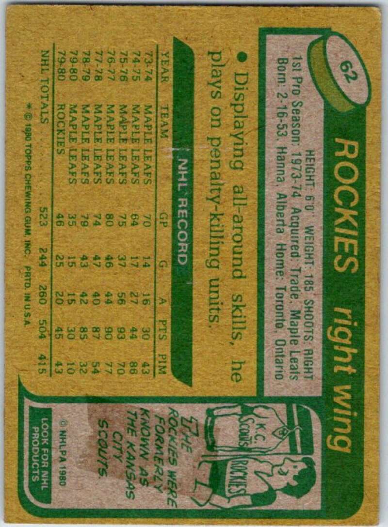 1980-81 Topps #62 Lanny McDonald Colorado Rockies V49566