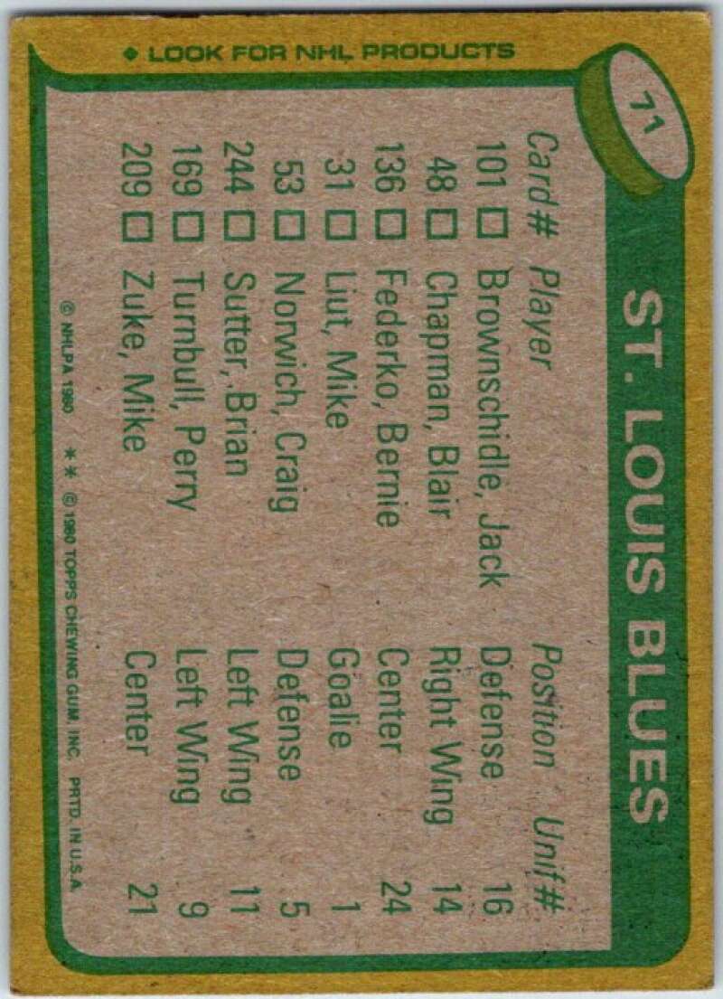 1980-81 Topps #71 Bernie Federko TL St. Louis Blues V49585
