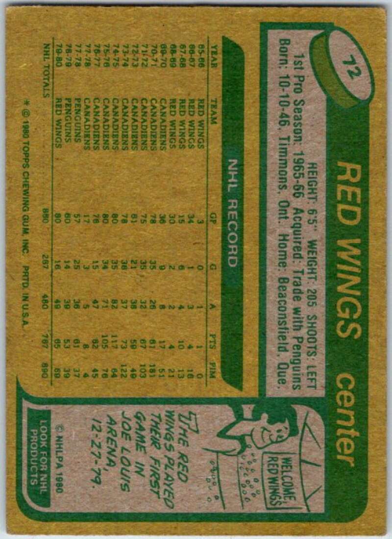 1980-81 Topps #72 Pete Mahovlich Detroit Red Wings V49587