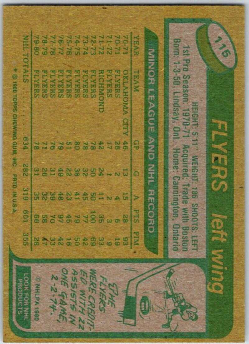 1980-81 Topps #115 Rick MacLeish Philadelphia Flyers V49679