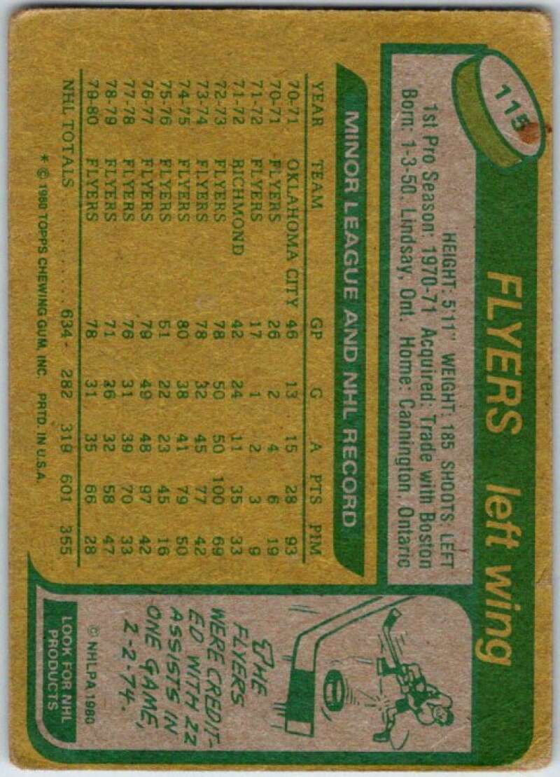 1980-81 Topps #115 Rick MacLeish Philadelphia Flyers V49680