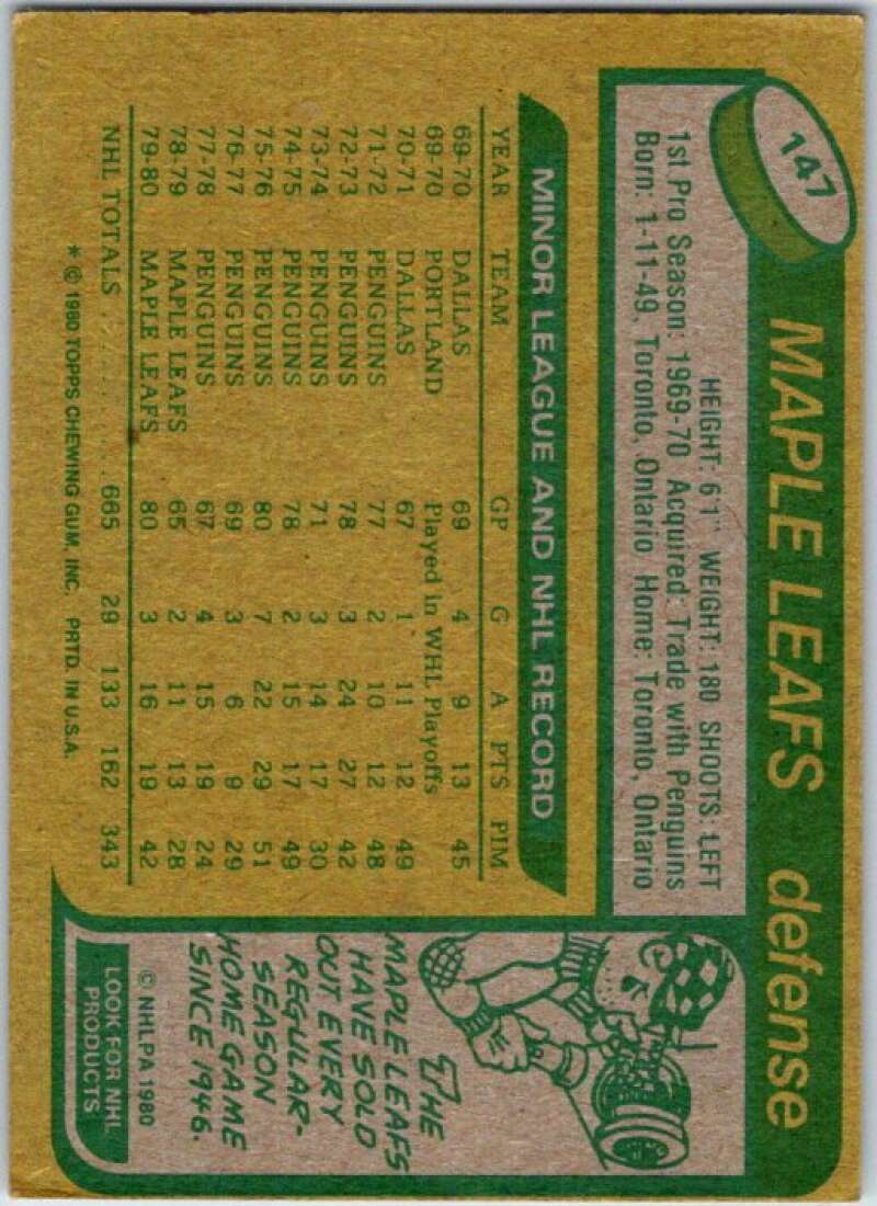 1980-81 Topps #147 Dave Burrows Toronto Maple Leafs V49747