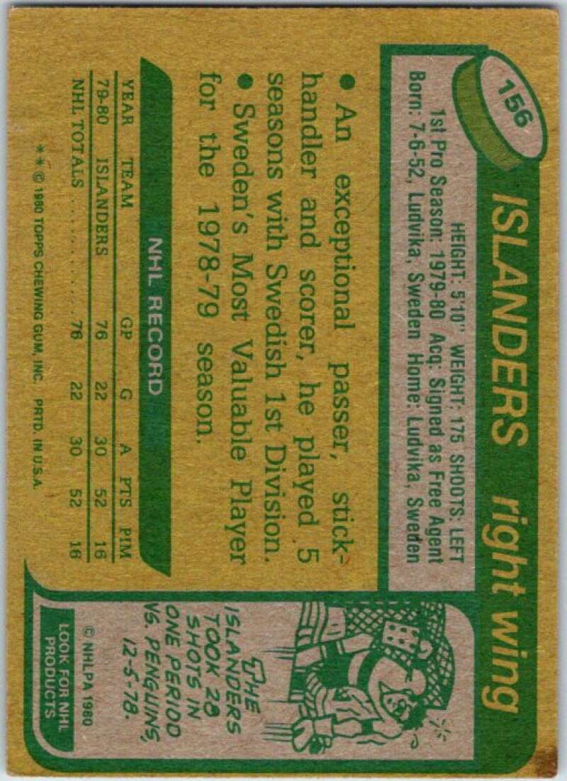 1980-81 Topps #156 Anders Kallur RC Rookie New York Islanders V49762